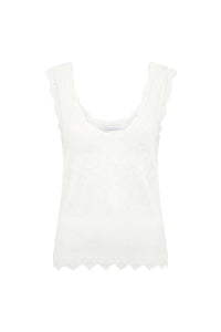 Scripta Knit Tank Top in White Merino Wool Lace