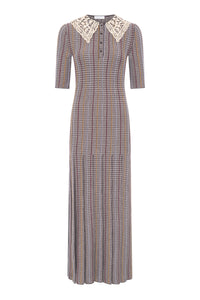 Shropshire Knit Dress in Camel Cashmere Silk with Collar