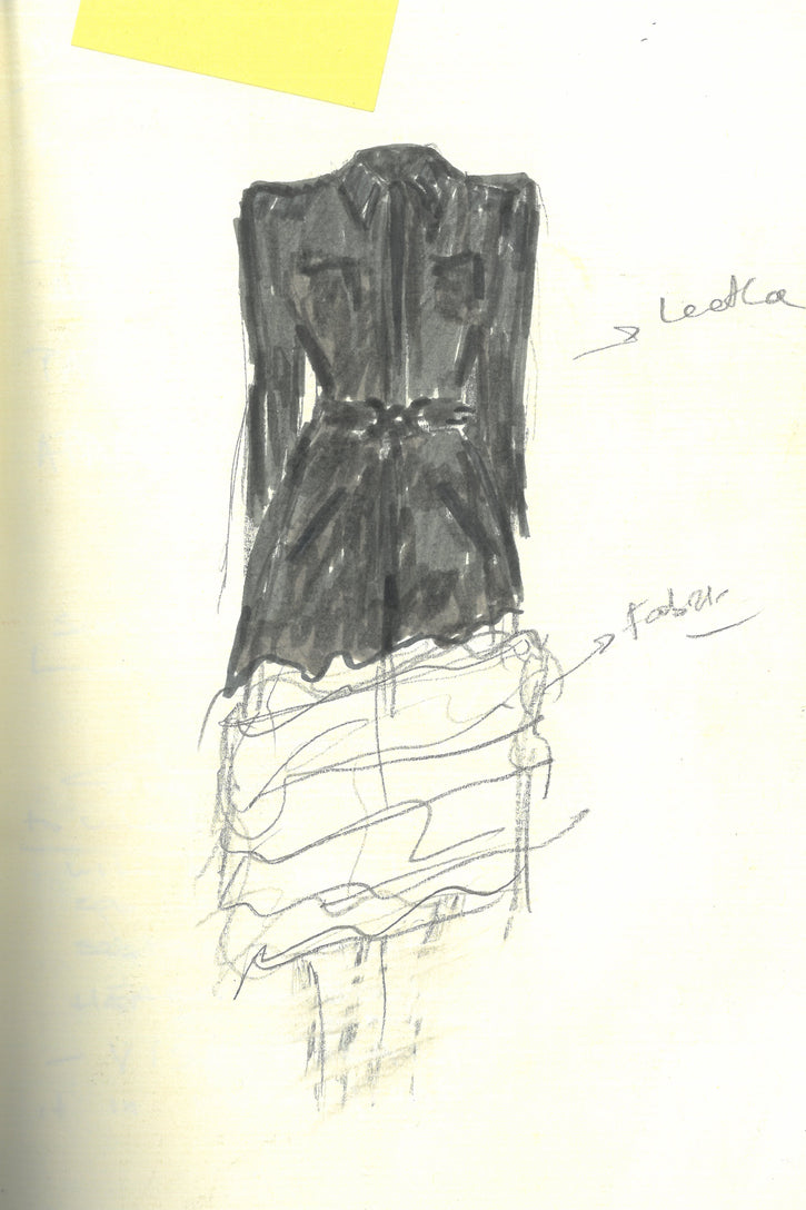 Isak Trench Coat in Black Soft Leather & Ivory Cashmere Shearling