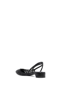 Perro Braided Slingback Pump in Black Leather
