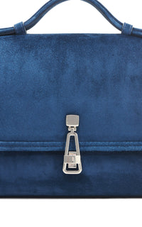 Small Leonora Flap Bag in Navy Suede