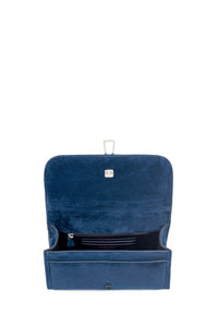 Small Leonora Flap Bag in Navy Suede