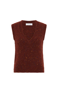 Solomon Knit Vest in Burnt Sienna Multi Speckle Cashmere