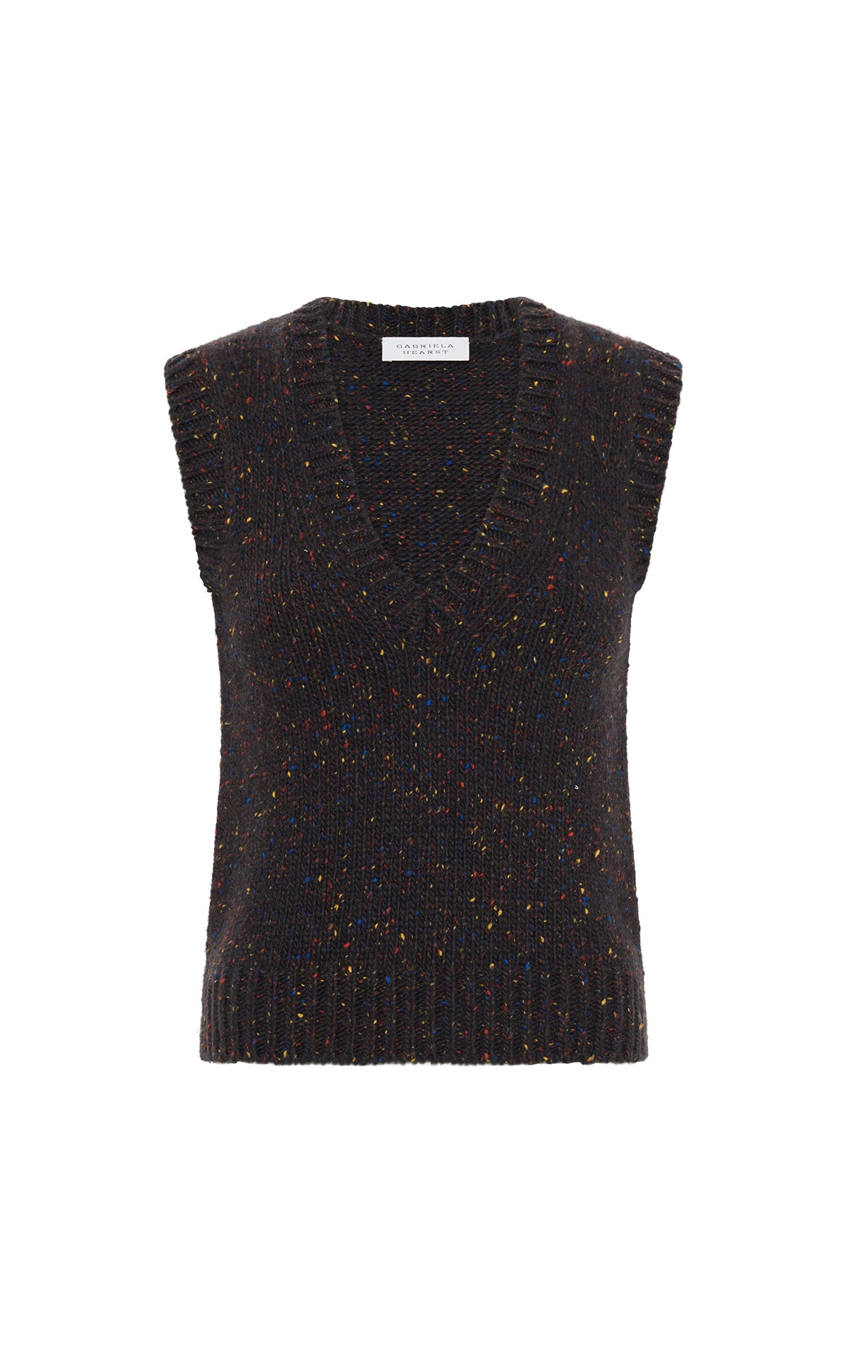 Solomon Knit Vest in Charcoal Multi Speckle Cashmere