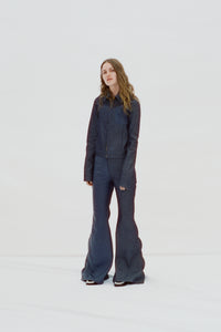 Mesa Pant in Recycled Denim & Textured Leather