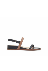 Basia Sandal in Black & Dark Camel Leather