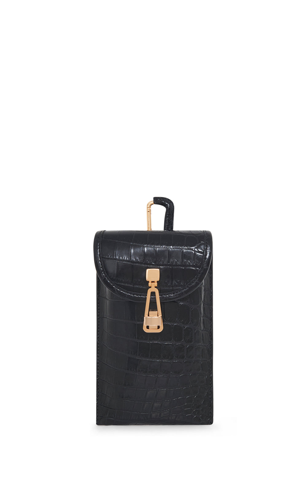 Medium Leonora Flap Bag in Black Crocodile Leather with Sunglasses Pouch