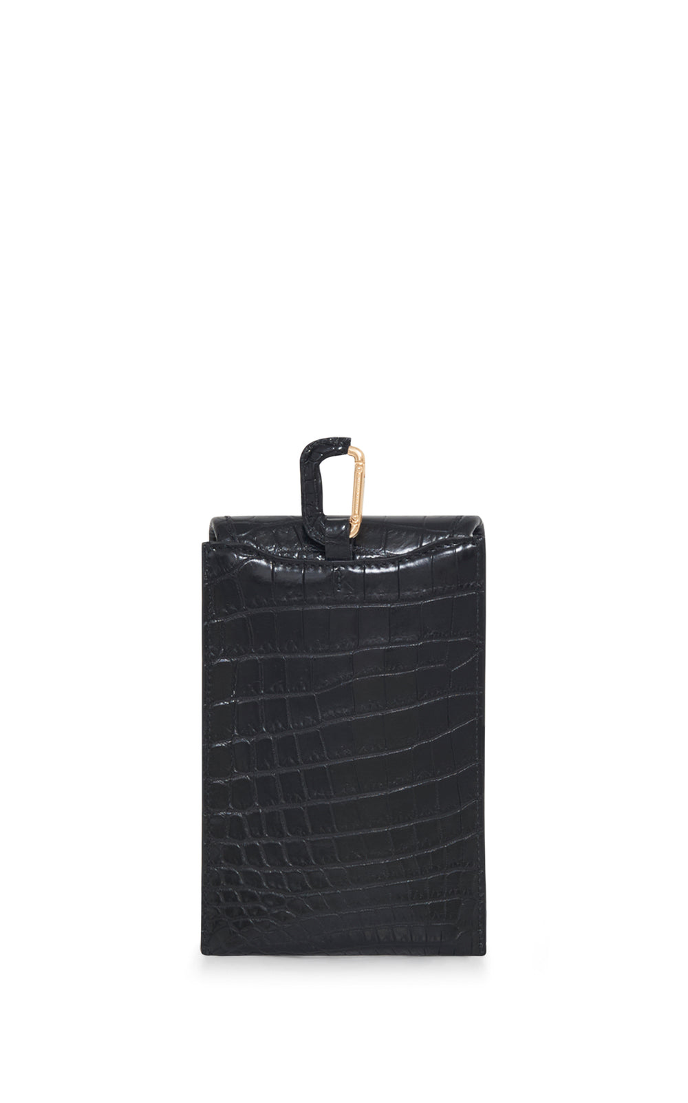 Medium Leonora Flap Bag in Black Crocodile Leather with Sunglasses Pouch