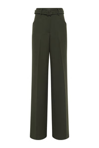 Norman Wide-leg Pant in Olive Recycled Virgin Wool
