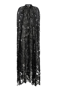 Tarah Cape in Black Silk Organza Lace