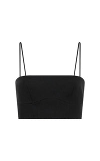 Blazie Top in Black Aloe Linen