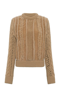 Toth Knit Pullover in Natural Cashmere & Shearling
