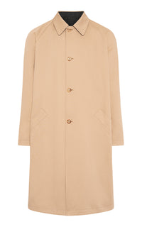 Alain Reversible Trench Coat in Camel Cotton Twill