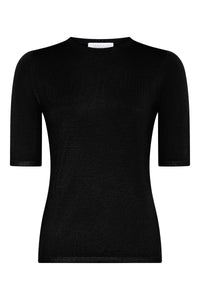 Valentia Knit T-Shirt in Black Mulberry Silk