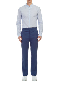 Quevedo Shirt in White & Blue Striped Cotton