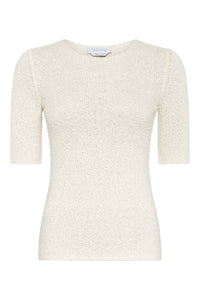 Off White Silk Valentia Knit T-Shirt - Front Flat Lay | Gabriela Hearst