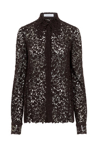 Vera Shirt in Chocolate Floral Cashmere Lace