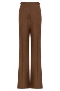 Vesta Flare Pant in Chestnut Wool Silk