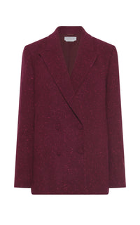 Elliot Knit Blazer in Bordeaux & Fuchsia Speckled Cashmere