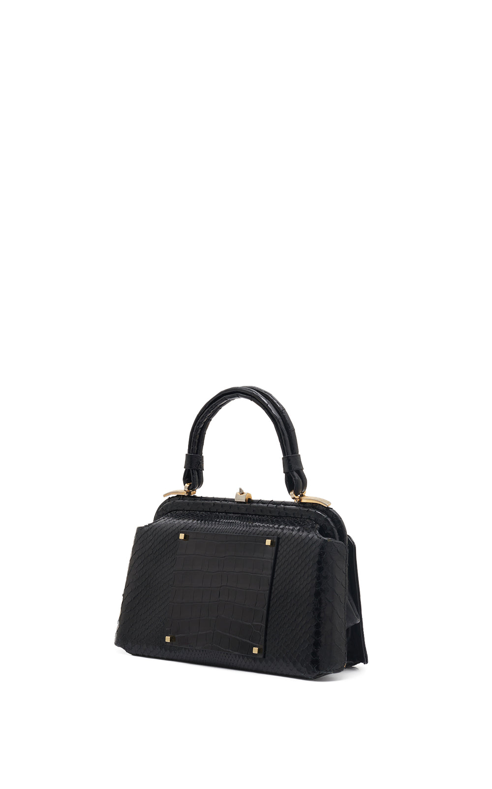 Vintage No.7 Bag in Black Snakeskin & Crocodile Leather