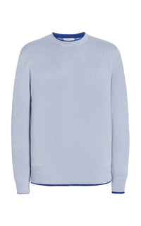 Wells Reversible Knit Sweater in Light Blue & Cobalt Cashmere Silk