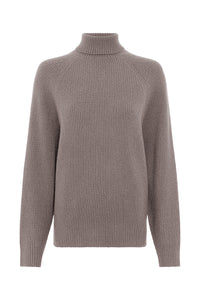 Wigman Knit Turtleneck Sweater in Walnut Cashmere