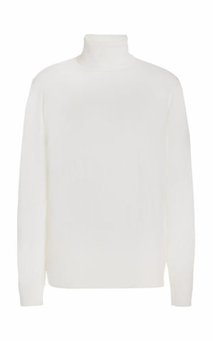 Jermaine Knit Turtleneck in Ivory Merino Wool