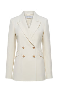 Ivory Wool Angela Blazer Double-Breasted - Front View | Gabriela Hearst