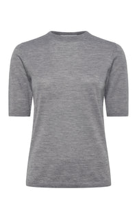 Brunner Knit T-Shirt in Heather Grey Cashmere Silk