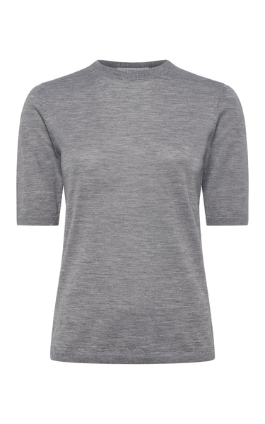 Brunner Knit T-Shirt in Heather Grey Cashmere Silk – Gabriela Hearst