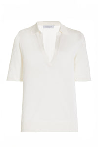 Frank Knit Polo in Ivory Silk Cashmere