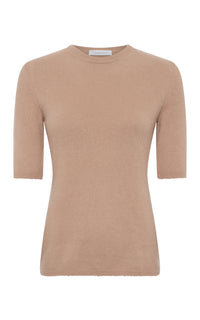Xanthe Knit Top in Camel Brushed Cashmere