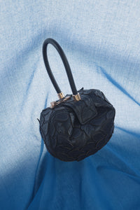 Demi Embroidered Leaves Bag in Black Nappa Leather
