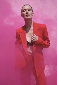 Epona Chain Blazer in Scarlet Red Virgin Wool
