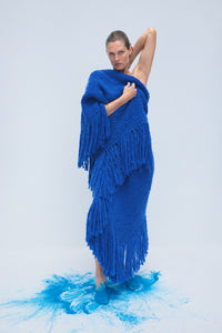 Lauren Knit Wrap in Cobalt Welfat Cashmere