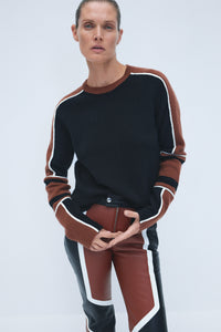 Navarre Moto Pant in Cognac & Black Textured Leather
