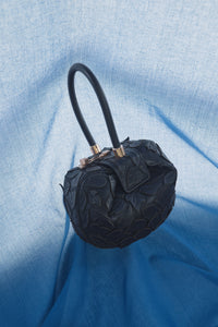Demi Embroidered Leaves Bag in Black Nappa Leather