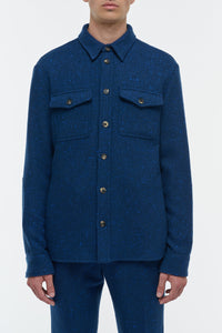Lucas Overshirt in Electric Navy Speckled Cashmere