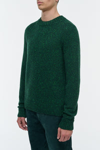 Daniel Knit Sweater in English Green Speckled Aran Cashmere