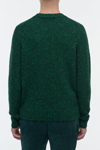 Daniel Knit Sweater in English Green Speckled Aran Cashmere