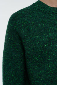 Daniel Knit Sweater in English Green Speckled Aran Cashmere