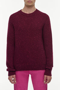Daniel Knit Sweater in Bordeaux Speckled Aran Cashmere