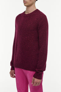 Daniel Knit Sweater in Bordeaux Speckled Aran Cashmere