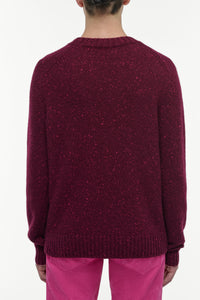 Daniel Knit Sweater in Bordeaux Speckled Aran Cashmere