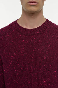 Daniel Knit Sweater in Bordeaux Speckled Aran Cashmere