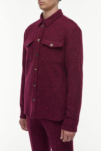 Lucas Overshirt in Bordeaux Speckled Cashmere