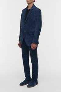 Irving Jacket in Electric Navy Suede Corduroy