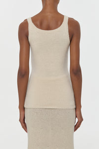 Brigid Knit Tank Top in Off White Cashmere