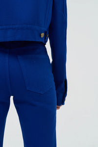 Ezra Bootcut Cropped Jean in Cobalt Recycled Cotton Denim