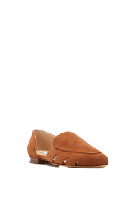 Rory Flat Shoe in Cognac Suede